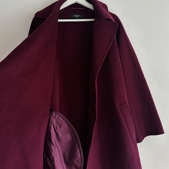Max Mara soft virgin double faced wool plum belted wrap coat trench s'max O/S - Picture 9 of 12